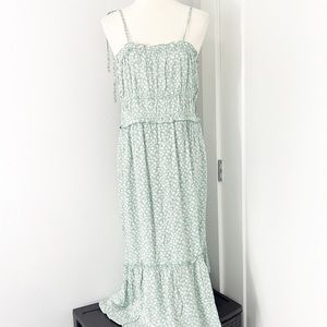 New Wild Fable Large Mint Green Pastel Floral Boho Tiered Ruffle Maxi Dress